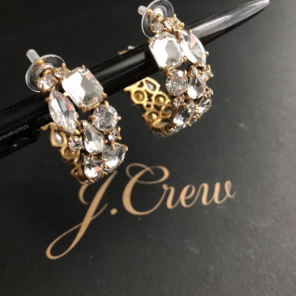 NWT J. Crew crystal cluster hoop earrings - Picture 3 of 6